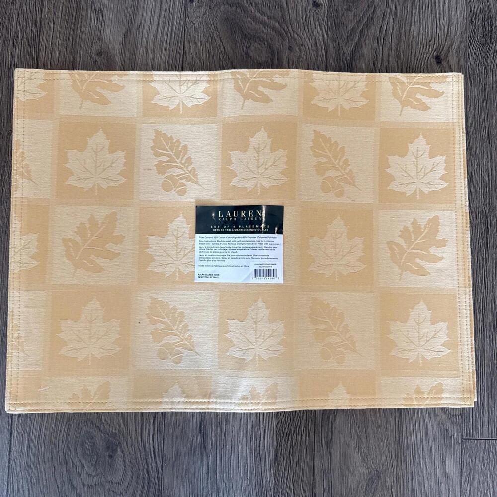 Lauren Ralph Lauren Set of 4 Placemats - Fall Leaves - Cotton 14x19"